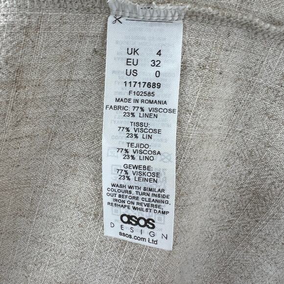 ASOS Beige Maternity & Nursing Wrap Dress Tie Waist Spread Collar Short Sleeve 0 - Picture 7 of 9